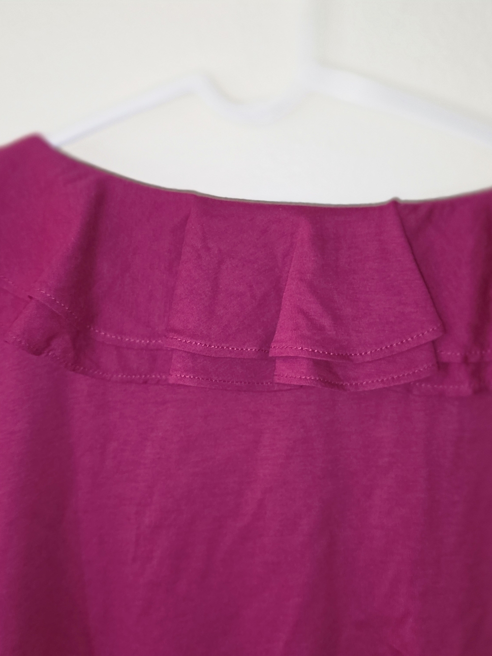 Chaps Women's Ruffled V-Neck Tunic in Fuchsia - Picture 6 of 6
